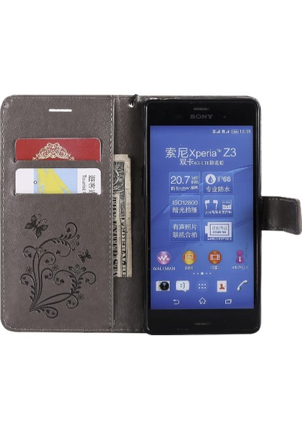 Sony Xperia Z3 Için Flip Case Kart Yuvası Standı ile Manyetik Kapak Pu Flip (Yurt Dışından)