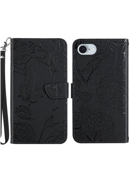 Iphone Se4 2024 Çiçekler ve Kelebekler Için Flip Case Pu Deri Flip (Yurt Dışından)
