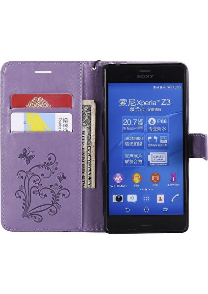 YH Mall Sony Xperia Z3 Için Flip Case Kart Yuvası Standı ile Manyetik Kapak Pu Flip (Yurt Dışından)