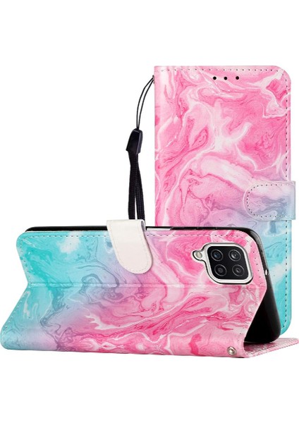 Samsung Galaxy M22 4g Için Flip CASE/M32 4g Mermer Desen Pu Deri Kart (Yurt Dışından)