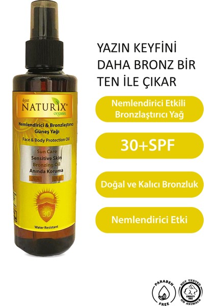 Yüksek Faktörlü Bronzlaştırıcı Yağ Spf 30 Hassas Ciltlere Nemlendirici Güneş Yağı Portakal Yağlı