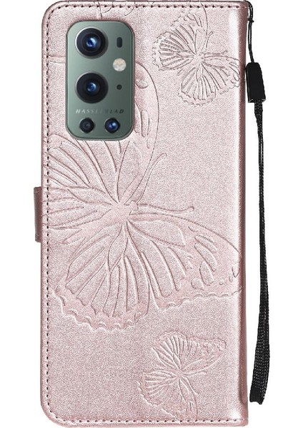 Kart Yuvası Standı ile Oneplus 9 Pro Için Flip Case Manyetik Kapak Kapak Çevirin (Yurt Dışından)
