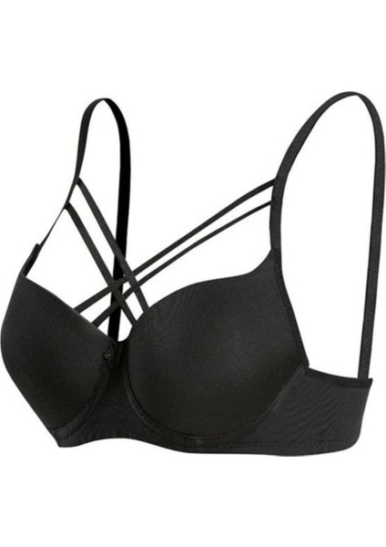 1110 Kadın Desteksiz Çapraz Ipli Siyah Sütyen