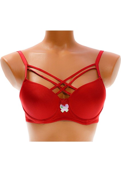 1110 Kadın Desteksiz Çapraz Ipli Kırmızı Sütyen