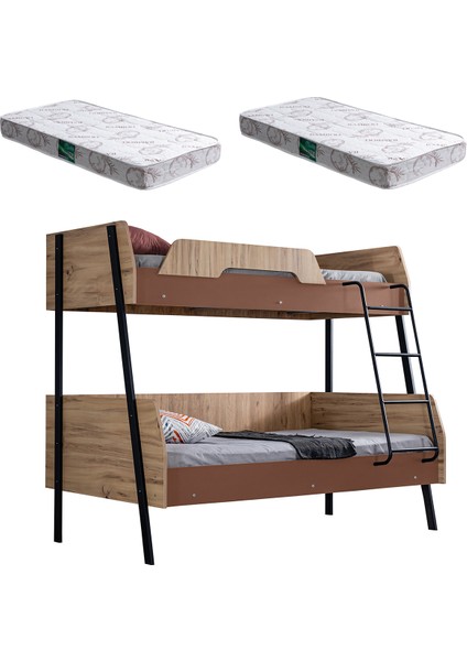 Alba Geniş Ranza, Kahverengi + 2 Adet Comfort Yatak