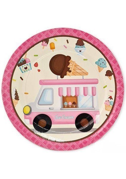 Dondurma Temalı Tabak 8 Adet