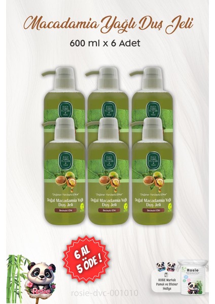 Doğal Macadamia Yağlı Duş Jeli 600 ml ve Rosıe