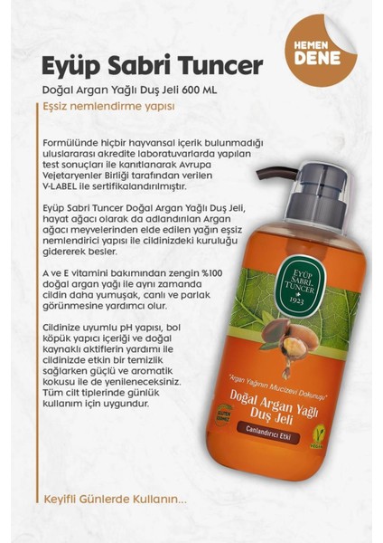 Doğal Argan Yağlı Duş Jeli 600 ml ve Rosıe