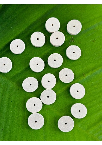 1 Cm 18 Adet Ahşap Beyaz Delikli Takı Boncuğu