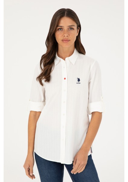 Kadın Beyaz Gömlek Desenli 50283427-VR013 modelleri