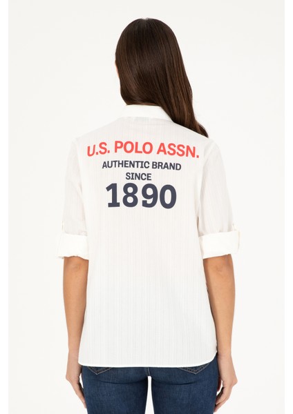 Kadın Beyaz Gömlek Desenli 50283427-VR013 indirimleri