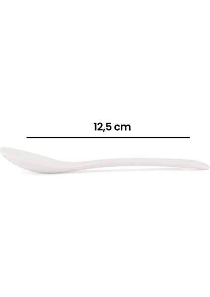 6'lı Porselen Çay Kaşığı - Beyaz - 12,5 cm