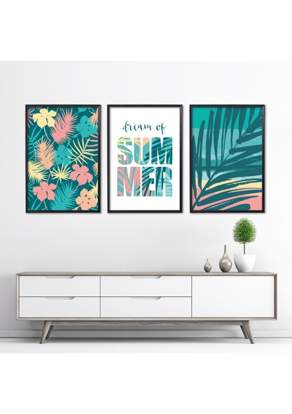Dream Of Summer Lamine Çerçeveli 3'lü Tablo Seti
