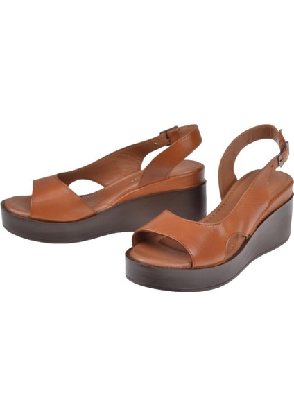 Hakiki Deri Platform Taban Kadın Sandalet BEL-1425 TABA fırsatları