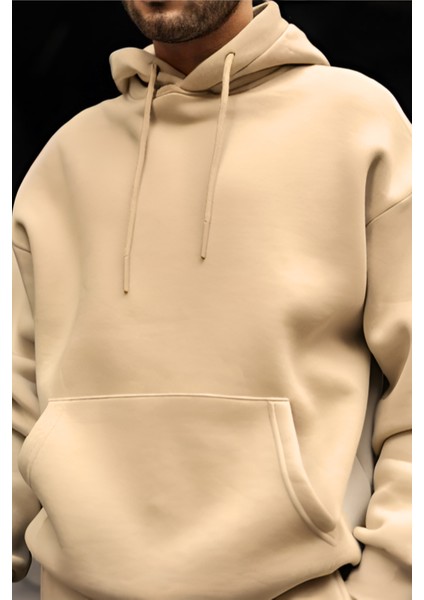 Erkek Vizon 3 Iplik Bol Kesim Kapşonlu Sweatshirt fiyatları