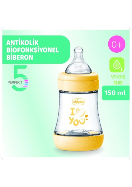 Perfect5 P5 Antikolik Biberon Pp 150ML Yavaş Akış Sarı