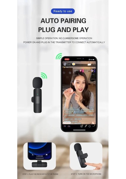 Android ve iOS Uyumlu Yaka Mikrofonu