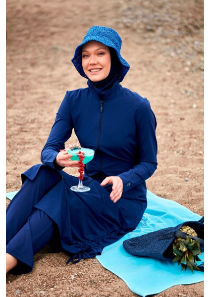 Paraşüt Lacivert Tam Kapalı Tesettür Mayo M2416 modelleri