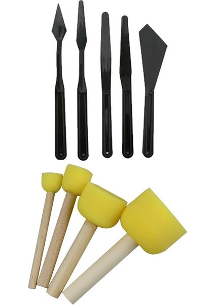 25 x 25 Tuval Seti 1 Paket Masa Üstü Şövale Mydido Akrilik Boya Plastik Spatula Resim Fırçası Palet Ponpon Sünger Fırça