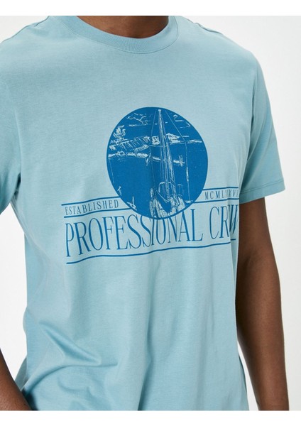 Slogan Baskılı Tişört Bisiklet Yaka Kısa Kollu indirimleri