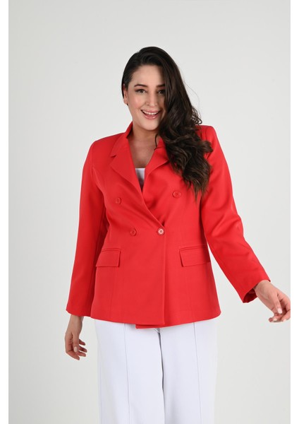 Kadın Astarlı Büyük Beden Blazer Ceket 0101-1