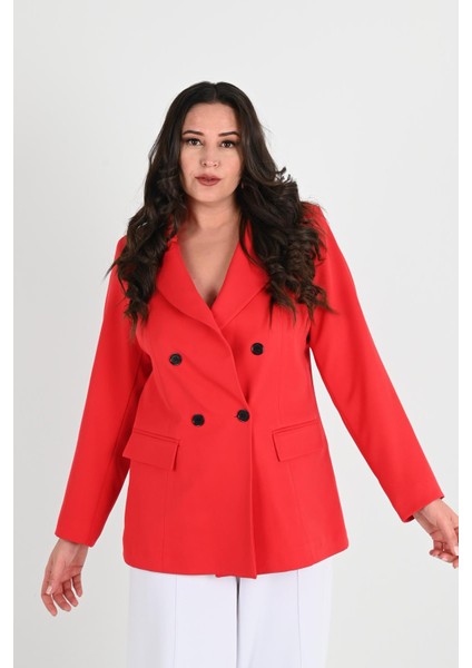 Kadın Astarlı Büyük Beden Blazer Ceket 0101-1