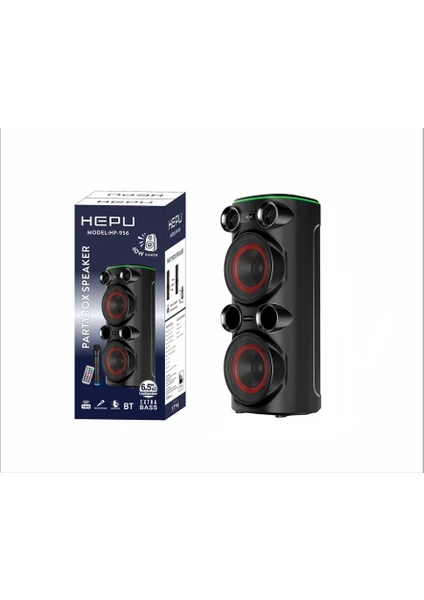 Hepu Hp 956 60 W Taşınabilir Şarjlı Süper Bass Bluetooth Parti Hoparlör 6,5 Inc*2