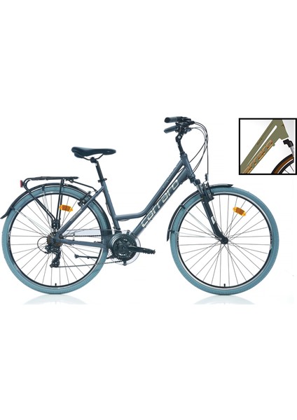 Elite 705 28 Jant Şehir & Tur Bisikleti (Mat Metalik Açık Yeşil Kahve Bakır) 46 Kadro