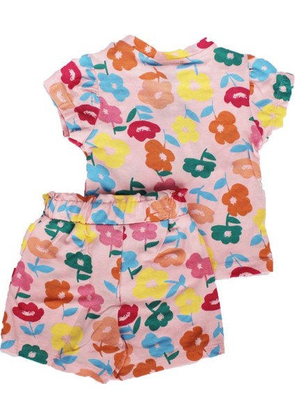 Kız Bebek Somon Renkli Çicek Baskılı Şortlu 2'li Takım fiyatları
