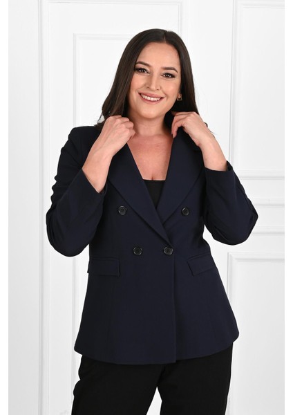 Kadın Astarlı Büyük Beden Blazer Ceket 0101-1