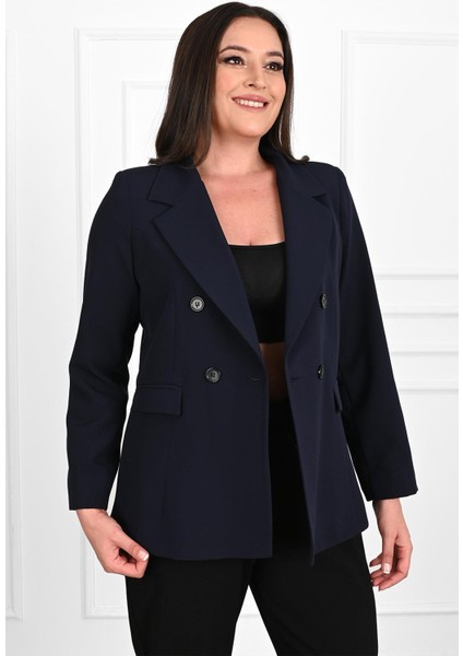 Kadın Astarlı Büyük Beden Blazer Ceket 0101-1
