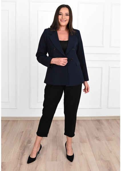 Kadın Astarlı Büyük Beden Blazer Ceket 0101-1