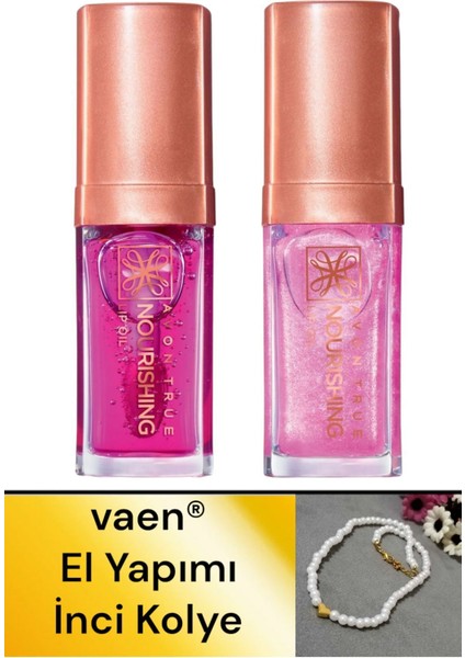 True Lip Oil Dudak Bakım Yağı Blossom Shimmering Petal + Vaen Inci Kolye