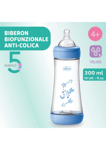 Perfect5 P5 Antikolik Biberon Pp 300ML Hızlı Akış Mavi