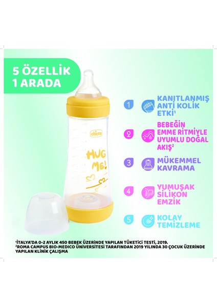 Perfect5 P5 Antikolik Biberon Pp 300ML Hızlı Akış Sarı