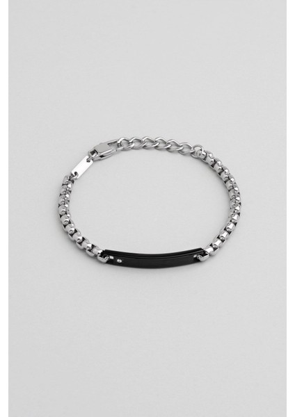 Tekno Trust Çelik Zirkon Taş Detaylı Çelik Erkek Bileklik 1 Yıl Zirkon Taş Metalik