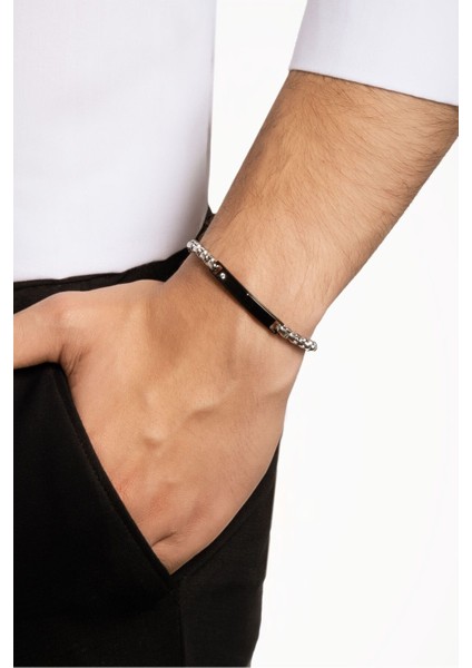 Tekno Trust Çelik Zirkon Taş Detaylı Çelik Erkek Bileklik 1 Yıl Zirkon Taş Metalik fırsatları