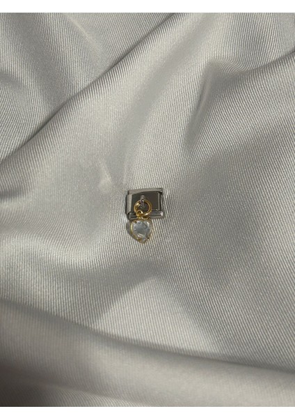 Tekno Trust Zirkon Taş Paslanmaz Çelik Kristal Kalp Italyan Bileklik Charm Gümüş Garantisiz Çelik Paslanmaz Çe