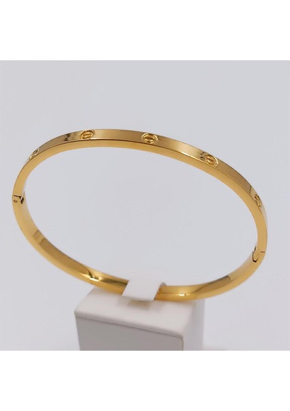 Tekno Trust 1 Yıl Çelik Gold Iç Çevresi 15 Cm. (Bebe Boy) Crtr Ince Taşsız Kelepçe Bileklik Altın Zirkon Taş Çe fırsatları
