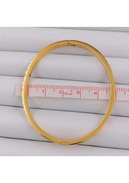 Tekno Trust 1 Yıl Çelik Gold Iç Çevresi 15 Cm. (Bebe Boy) Crtr Ince Taşsız Kelepçe Bileklik Altın Zirkon Taş Çe indirimleri