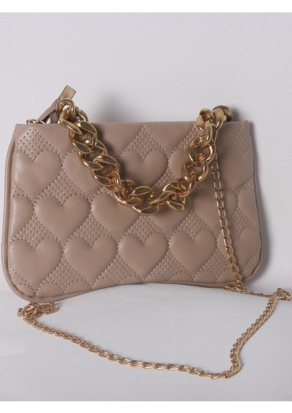 Kadın Kalp Kabartmalı Gold El Omuz Çantası modelleri