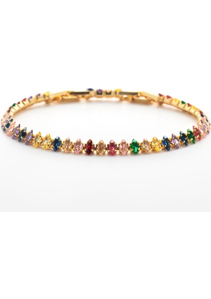 Tekno Trust Altın Kadın Vıp Su Yolu Mekik Bileklik Çelik Zirkon Taş