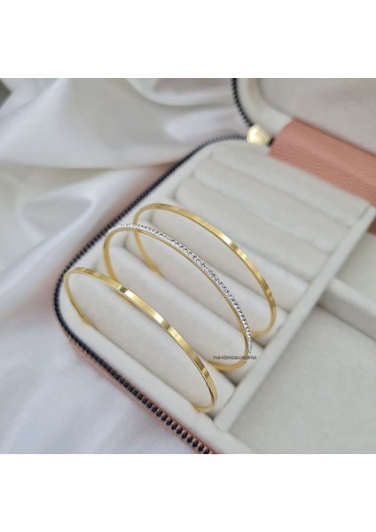 Tekno Trust Zirkon Taş Çelik Ajda Bilezik 3 Adet Altın Paslanmaz Çelik fiyatları