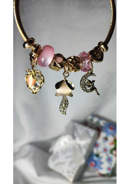 Tekno Trust 22 Ayar Bileklik Pandorsb Taşlı 316L Altın Kaplama Hediye Paketi Altın Çelik Zirkon Taş Garantisiz modelleri