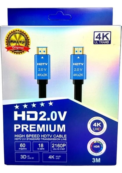 4KX2K 60Hz UHD 2.0V 3metre HDMI Kablo