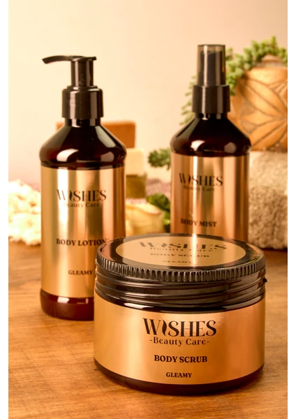 Wishes Beauty Care Gleamy Vücut Bakım Seti : Losyon, Mist ve Peeling ile Komple Bakım