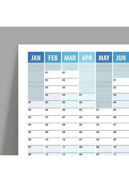 2025 Yıllık Planlayıcı Duvar Takvim Mavi Çizgili Yearly Wall Planner modelleri