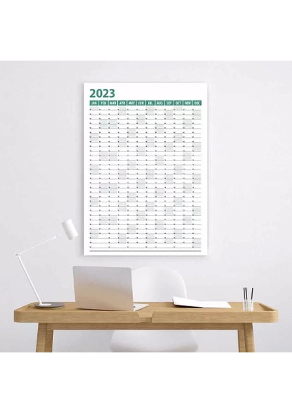 2025 Yıllık Planlayıcı Duvar Takvim Yeşil Yearly Wall Planner