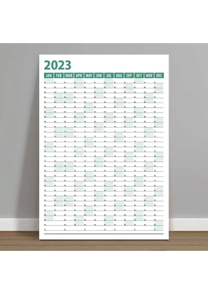 2025 Yıllık Planlayıcı Duvar Takvim Yeşil Yearly Wall Planner