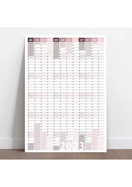 2025 Yıllık Planlayıcı Duvar Takvim Bordo Mürdün Çizgili Yearly Wall Planner